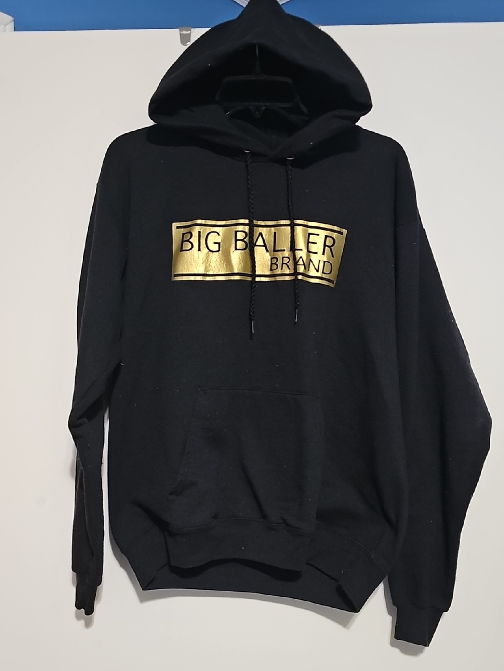 Hanes Black Hoodie with Metallic Gold Graphic Big Baller Brand Sz Medium